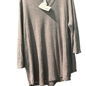 NWT Honeyme Gray V-Neck Sweater Relaxed Fit